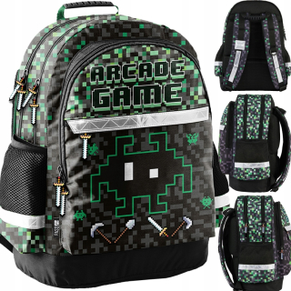 PASO SCHOOL BACKPACK školská taška Pixels grade 1-3 GAME