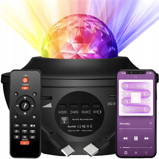 STARS PROJECTOR LED nočná lampa čierna Bluetooth
