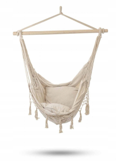 Brazílska Hammock s drevenou čelenkou ECRU + POD