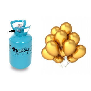 Balóny na párty - Hélium, hélium valec, 30 zlatých balónov, stuhou,