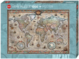 Heye 29871 Svet Mapa Retro World Puzzle 1000