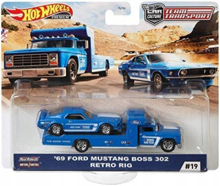 Autíčka zostava - Hot Wheels Premium Ford Mustang Boss 302 Retro Rig