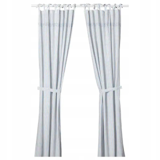 Závesy do detskej izby - IKEA GULSPARV Záclona pruhovaná modro -biela, 120x300 cm