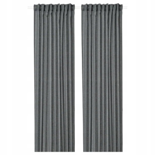 Závesy do detskej izby - IKEA MILDRUN Curtain 2 Szt Gray v pruhoch 145x300cm