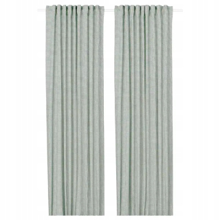 Závesy do detskej izby - IKEA Ordensfly Curtain 2 ks Biela Zelená 145x300