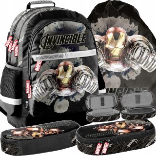 Školský batoh - Iron Man Set School Backpack Avengers Boys