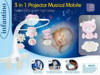 Kolotoč nad postielku - Infantino 3v1 Music projektor Pink kolotoč