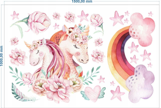 Detské samolepky na stenu - Unicorn s rainbow samolepky na stenu 150