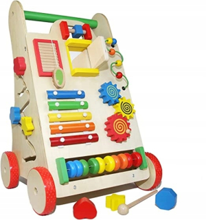 Hračka na tlačenie - Vzdelávacia jazda Pusher Wooden Walker Set