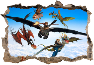 Tapeta do detskej izby - Ako vycvičiť draka, plagát, 3D samolepka, 130x90