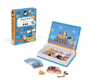 Magnetická stavebnica - Janod magnetické puzzle vozidlá magnetibook
