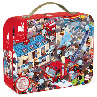 Janod Pozorovanie Puzzle v kufri Fire Brigade