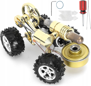 Pohyblivý model Stirlingovho motora, kovový, zlatý