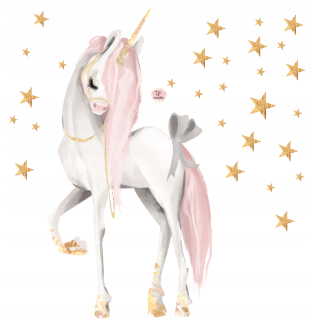 Detské samolepky na stenu - Pastel Unicorn, Unicorn-Sticker pre Wall XL