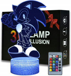 3D ježko Sonic Night Lamp 16 Color Gift + Pilot