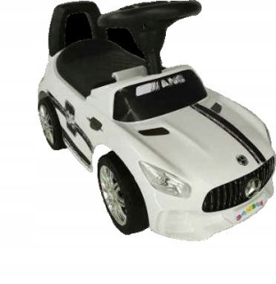 Detské odrážadlo - Biele kožené tlačné auto značky Mercedes