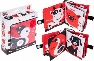 Kniha pre bábätko - JollyBaby FARMA SENSORY Kontrastná kniha 0m+