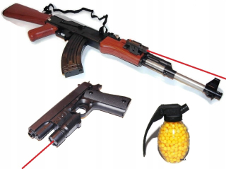 Detská zbraň - Kalashnikov AK47 laser + pištole + guľa