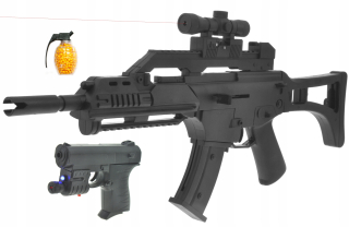 Detská zbraň - Puška na loptách G36 Auto Laser + Gun + granátového jablka