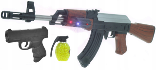 Detská zbraň - KALASZNIKOW AK47 Guľová puška + P99 + zbraň