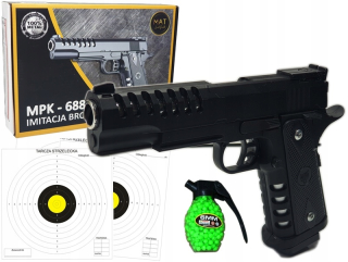 Detská zbraň - MPK-688 kovová pištoľ puška + guličky + štíty