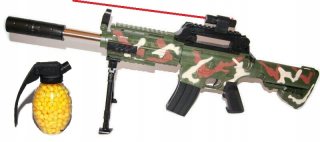 Detská zbraň - Puška pištoľ na guličky s laserovým M4 + granátu MO