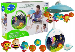 Kolotoč nad postielku - DIEŤAČSKÝ KUNUS S PLASTOVÝM DIAĽKOVÝM OVLÁDANÍM