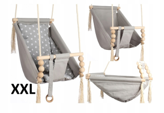 Hojdačka Kidaboo 3v1, šedá s bielymi hviezdičkami, 80x38x30 cm