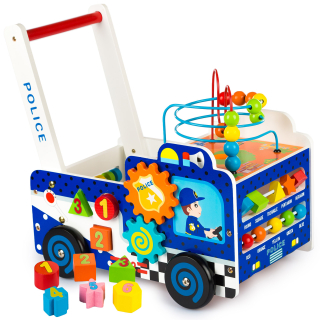 Detska chodúľka, chodítko - Kinderplay Drevená Pogach Rider Police Sorter