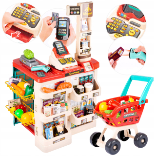 Detská pokladňa - obchod - Kinderplay Supermarket s košíkom Market predajne