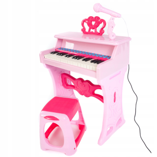 RUŽOVÝ KLAVÍR PRE DETI 37 TLAČIDOVÝ KLAVÍR STOLIČKOVÝ MIKROFÓN E0888 EMAJ