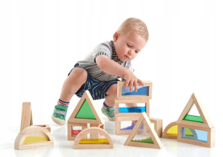 Drevená stavebnica - Zmyslové drevených blokov - Montessori kit