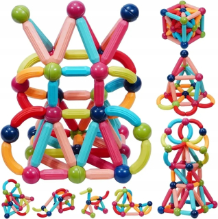 Magnetické bloky konštrukčné tyčinky puzzle darček 64 kusov