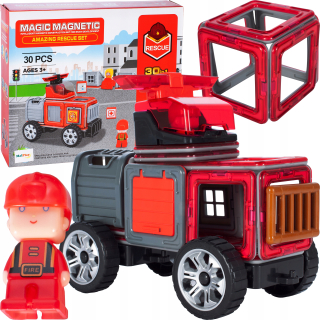 Magneticka stavebnica - Magnetické bloky Puzzle Hasičský 30 EL