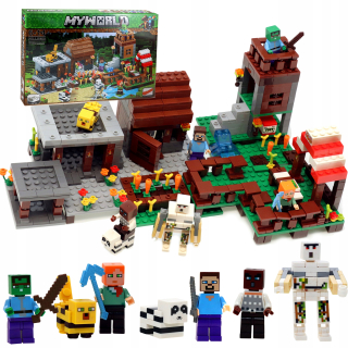 BLOKY Minecraft Little VILLAGE 778 dielikov 7 LED POSTAVIČIEK