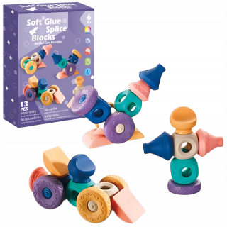 Senzorické bloky mäkká gumová konštrukcia kreatívna puzzle 13 el.