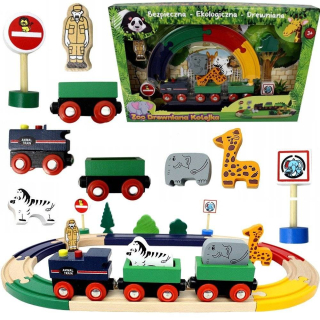 Drevená dráha pre deti - ŽELEZNIČNÁ DREVENÁ ZOO Figúrky z dreva SLEDUJE ZNAČKY