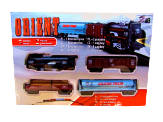 Dráha pre deti, stavebnica - LOCOMOTIVE LOCOMOTIVE 3 VOZÍKOVÁ SKLADAČKA s batériami ORIENT