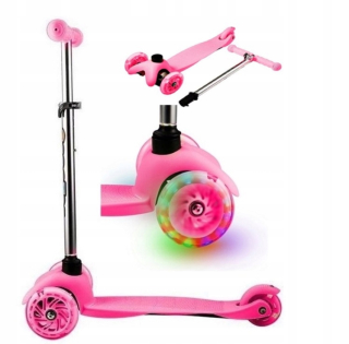 TROJKOLESOVÁ KOLOBEŽKA PRE DETI, BALANCE, LED KOLESÁ, RUŽOVÁ