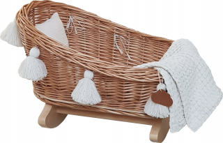 Postieľka pre bábiku - 
 Prútený kolíska postieľka Natural bábika