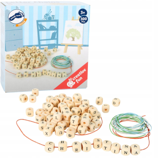 Drevené korálky pre threading písmen 300 kusov