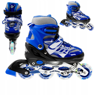 INLINE KORČULE NASTAVITEĽNÉ KOLEČKO MODRÉ 38-41 LED