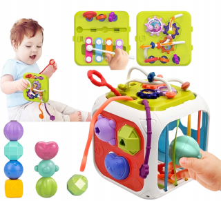 Senzorické kockové triedič Montessori 7in1 blokuje činely