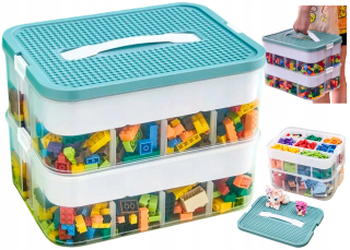 KRABIČKA NA HRAČKY BLOKY 2-VRSTVOVÝ STRAŠNÝ KONTAJNER LEGO ORGANIZÁTOR