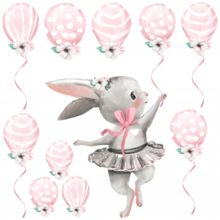 Detské samolepky na stenu - Bunny s balóniky. Nástenné samolepky pre deti