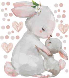 Detské samolepky na stenu - Bunny s mamou múr nálepka pre deti