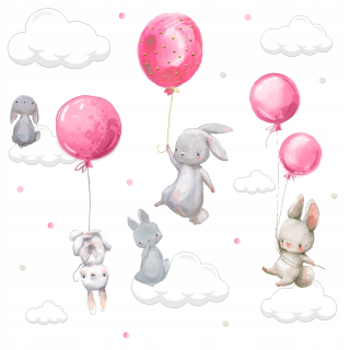 Detské samolepky na stenu - Bunny Balóniky Dots nástenné samolepky 180x100