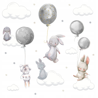 Detské samolepky na stenu - Bunny Balóniky Dots nástenné samolepky 100x100