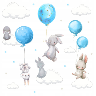 Detské samolepky na stenu - Bunny s balóniky 100x100 samolepky na stenu