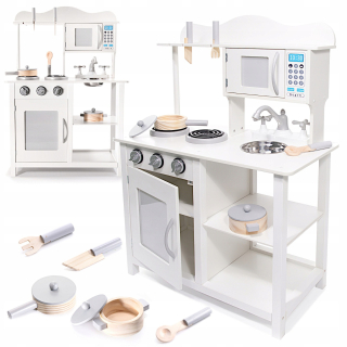 Detské spotrebiče - Kitchen Drevená White Big XL hrnca Príslušenstvo
